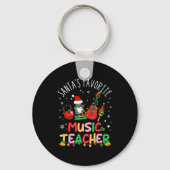 Santa's Favorite Music Teacher Christmas Santa Hat Sleutelhanger (Voorkant)