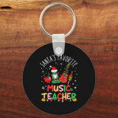 Santa's Favorite Music Teacher Christmas Santa Hat Sleutelhanger (Voorkant)