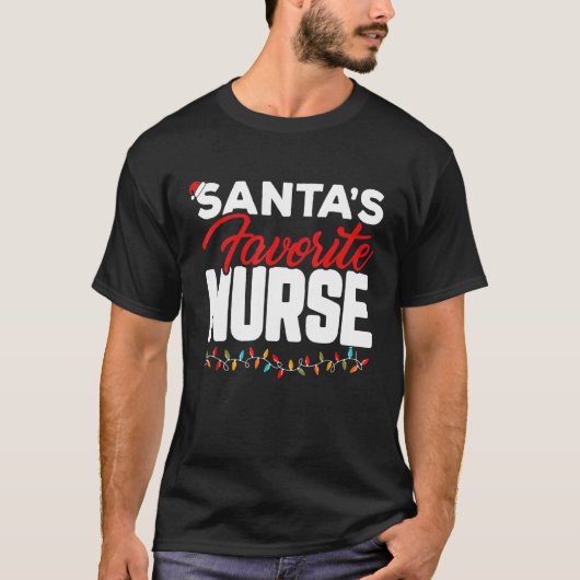 Santa's Favorite Nurse Christmas Nurse Nursing T-shirt (Voorkant)