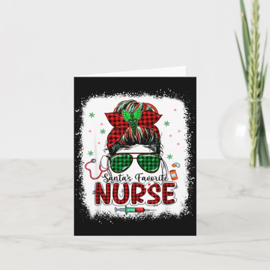 Santas Favorite Nurse Christmas Santa Hat Light Me Kaart (Voorkant)