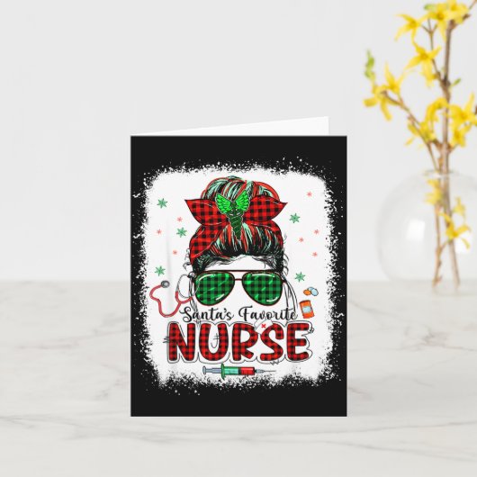 Santas Favorite Nurse Christmas Santa Hat Light Me Kaart (Gele Bloem)