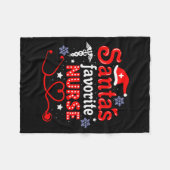 Santa's Favorite Nurse Christmas Short Sleeve  Fleece Deken (Voorkant (Horizontaal))