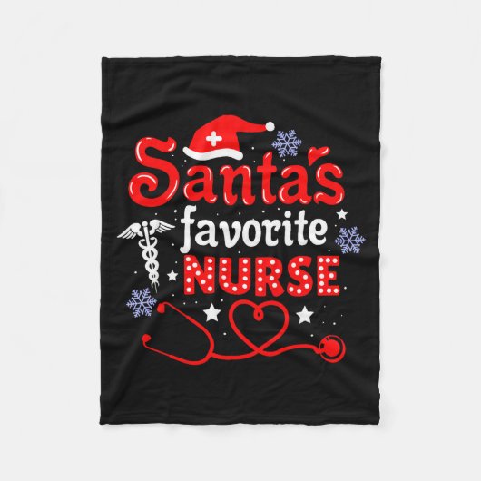 Santa's Favorite Nurse Christmas Short Sleeve  Fleece Deken (Voorkant)