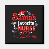 Santa's Favorite Nurse Christmas Short Sleeve  Magneet (Voorkant)