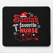 Santa's Favorite Nurse Christmas Short Sleeve  Muismat (Voorkant)