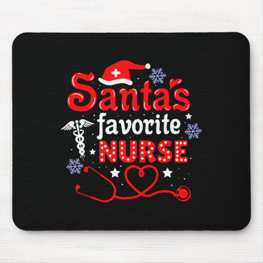 Santa's Favorite Nurse Christmas Short Sleeve Muismat (Voorkant)