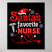Santa's Favorite Nurse Christmas Short Sleeve Poster (Voorkant)