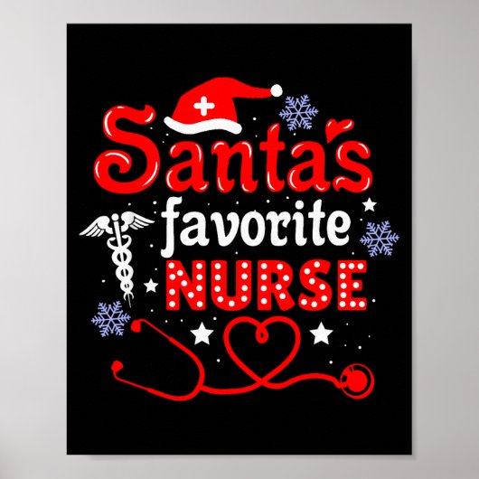 Santa's Favorite Nurse Christmas Short Sleeve Poster (Voorkant)