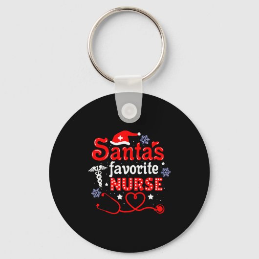 Santa's Favorite Nurse Christmas Short Sleeve  Sleutelhanger (Voorkant)