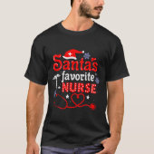 Santa's Favorite Nurse Christmas Short Sleeve T-shirt (Voorkant)