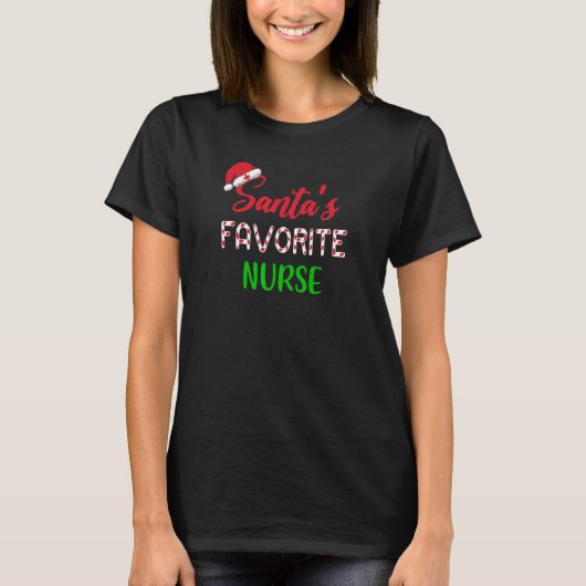 Santas Favorite Nurse     Chritsmas T-shirt (Voorkant)