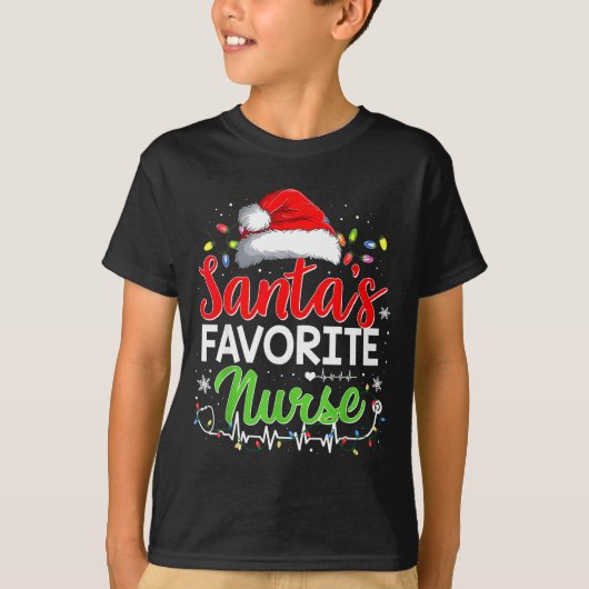 Santa's Favorite Nurse Funny Christmas Nurse Xmas T-shirt (Voorkant)