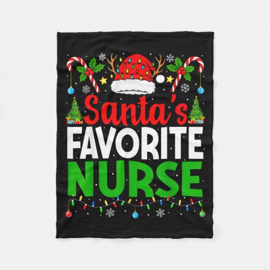 Santas Favorite Nurse Rn Christmas Nursing Christm Fleece Deken (Voorkant)
