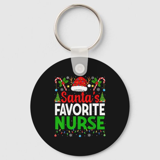 Santas Favorite Nurse Rn Christmas Nursing Christm Sleutelhanger (Voorkant)