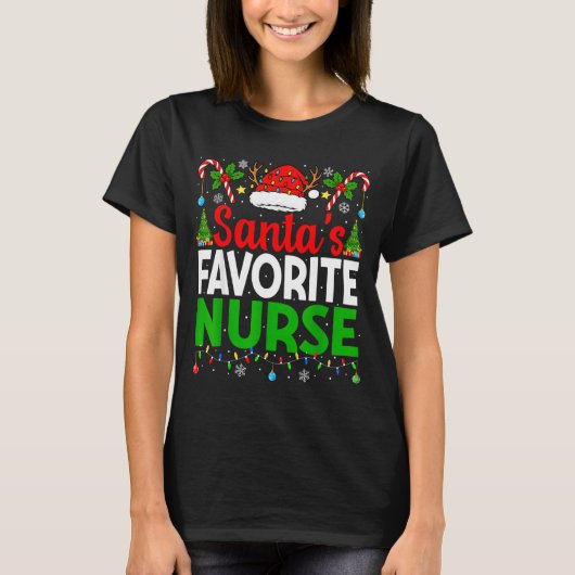Santas Favorite Nurse Rn Christmas Nursing Christm T-shirt (Voorkant)