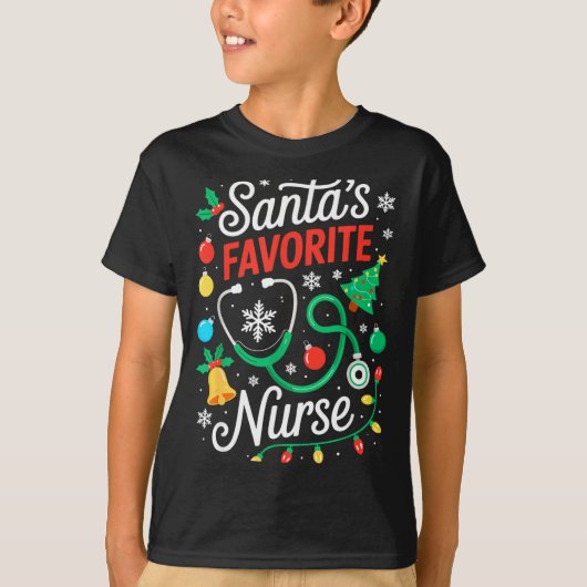 Santa's Favorite Nurse Shirt Men Women Funny Chris (Voorkant)