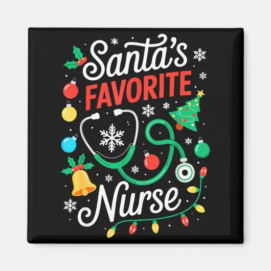 Santa's Favorite Nurse Shirt Men Women Funny Chris Magneet (Voorkant)