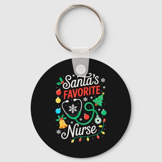 Santa's Favorite Nurse Shirt Men Women Funny Chris Sleutelhanger (Voorkant)