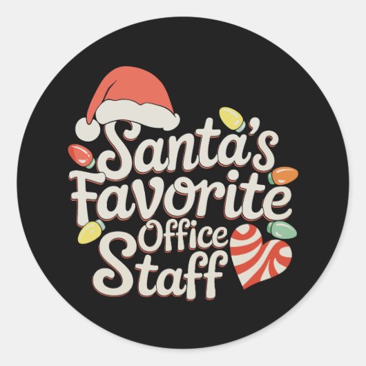 Santa's Favorite Office Staff Christmas Lights Ronde Sticker (Voorkant)