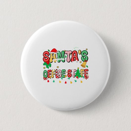 Santa's Favorite Office Staff Christmas Lights San Ronde Button 5,7 Cm (Voorkant)