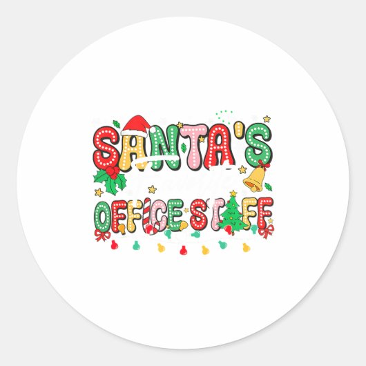 Santa's Favorite Office Staff Christmas Lights San Ronde Sticker (Voorkant)