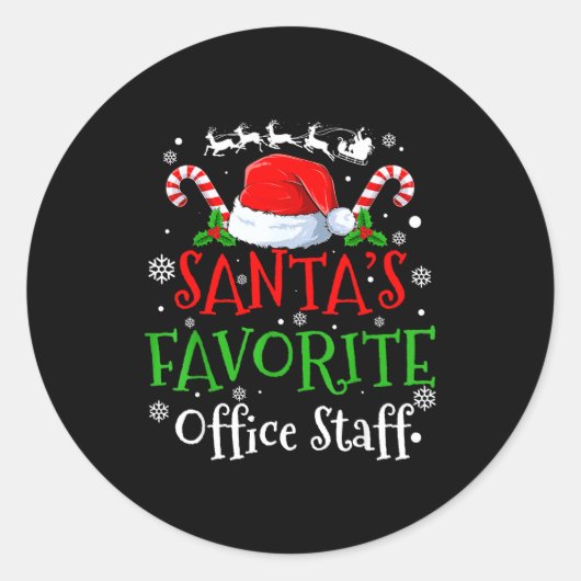 Santa's Favorite Office Staff Christmas Party  Ronde Sticker (Voorkant)