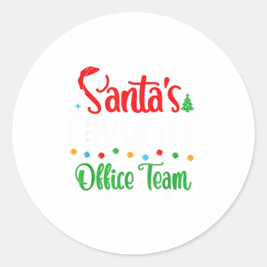 Santa's Favorite Office Team Christmas Lights Sant Ronde Sticker (Voorkant)
