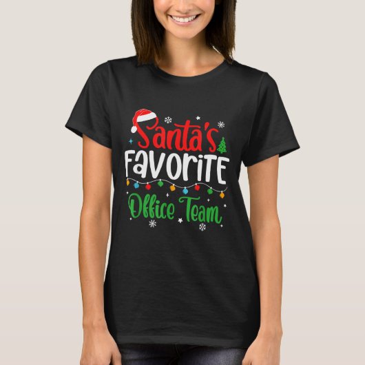 Santa's Favorite Office Team Christmas Lights Sant T-shirt (Voorkant)