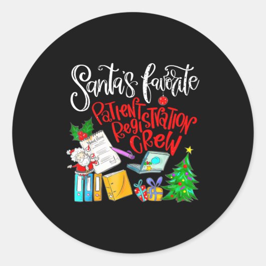 Santa's Favorite Patient Registration Crew Access Ronde Sticker (Voorkant)