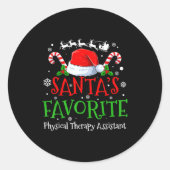 Santa's Favorite Physical Therapy Istant Christmas Ronde Sticker (Voorkant)
