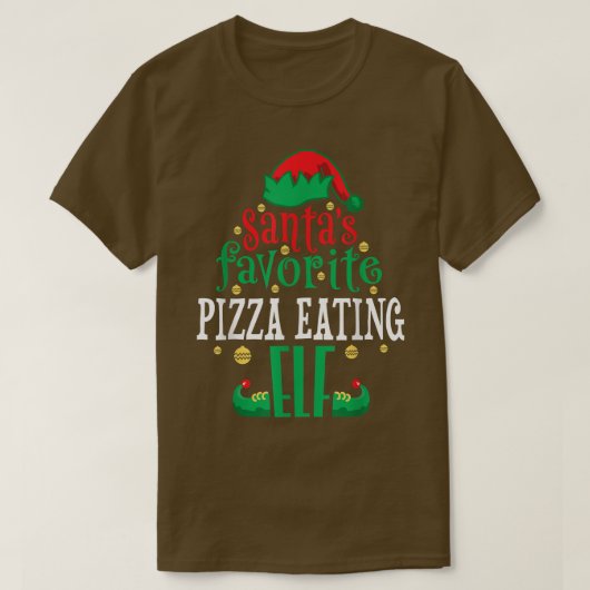 Santas Favorite Pizza Eating Elf Christmas Matchin T-shirt (Design voorkant)