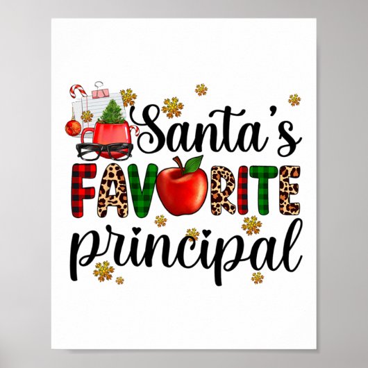 Santa's Favorite Principal Christmas Kids Boys Gir Poster (Voorkant)