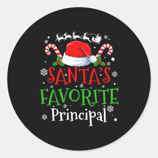 Santa's Favorite Principal Christmas Party  Ronde Sticker (Voorkant)