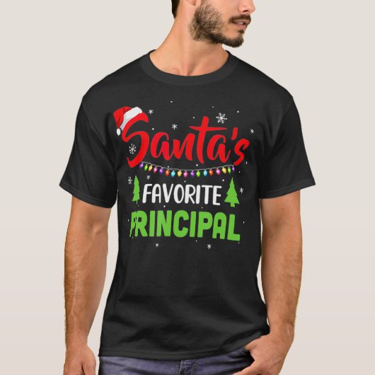 Santa's Favorite Principal Funny Christmas Xmas  T-shirt (Voorkant)