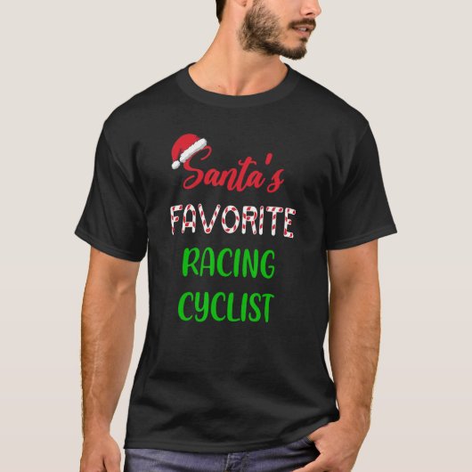 Santas Favorite Racing Cyclist Funny Cycling Chr T-shirt (Voorkant)