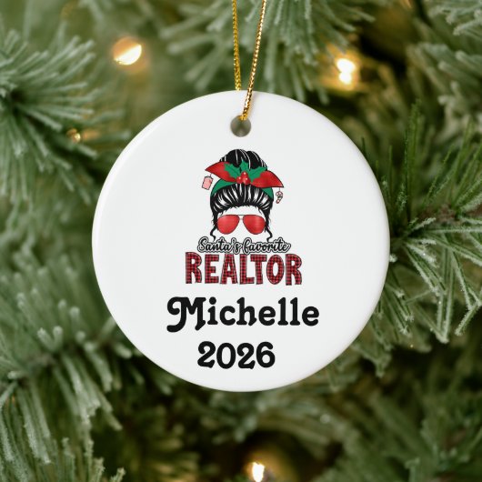 Santa's Favorite Realtor Keramisch Ornament (Boom)