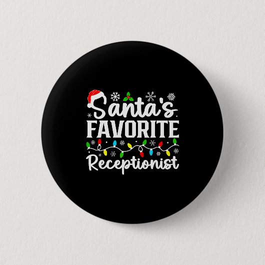 Santa's Favorite Receptionist Christmas Family Mat Ronde Button 5,7 Cm (Voorkant)