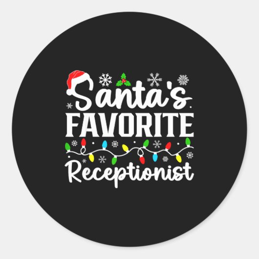 Santa's Favorite Receptionist Christmas Family Mat Ronde Sticker (Voorkant)