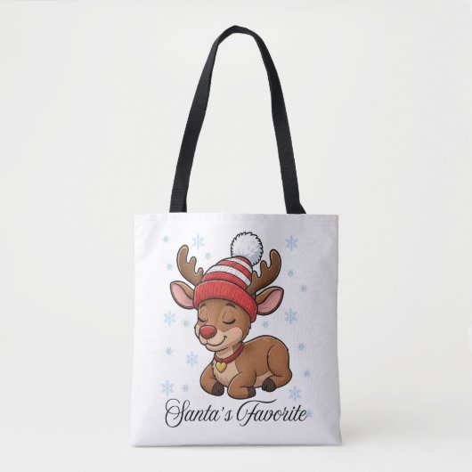 Santa's Favorite Reindeer Christmas All Tote Bag (Voorkant)