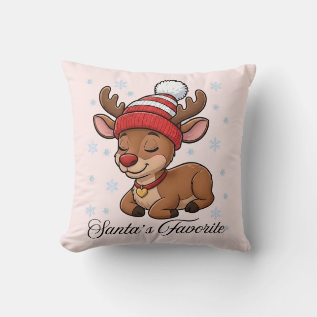 Santa's Favorite Reindeer Christmas  Kussen (Voorkant)
