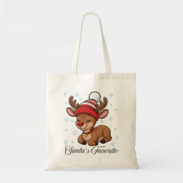 Santa's Favorite Reindeer Christmas Tote Bag