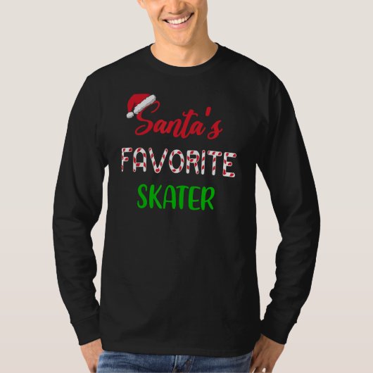 Santas Favorite Skater   Funny Figure Skating Chri T-shirt (Voorkant)