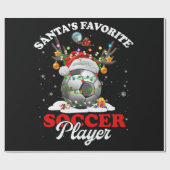 Santa's Favorite Soccer Player Christmas Pajama Cadeaupapier (Vlak)