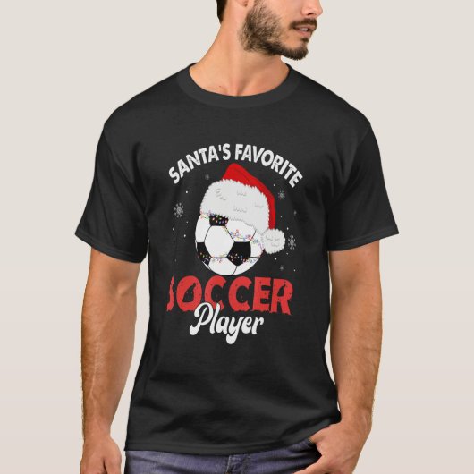Santa's Favorite Soccer Player Christmas Pajama T-shirt (Voorkant)