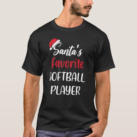 Santas Favorite Softball Player   Christmas Softba T-shirt (Voorkant)
