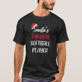 Santas Favorite Softball Player Gift Christmas Sof T-shirt (Voorkant)