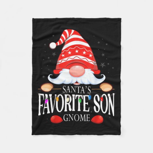Santa's Favorite Son Gnome Matching Christmas Paja Fleece Deken (Voorkant)