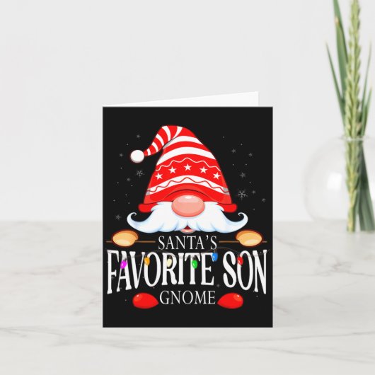 Santas Favorite Son Gnome Matching Christmas Paja Kaart (Voorkant)