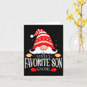Santas Favorite Son Gnome Matching Christmas Paja Kaart (Gele Bloem)