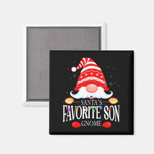 Santas Favorite Son Gnome Matching Christmas Paja Magneet (Voorkant / Achterkant)
